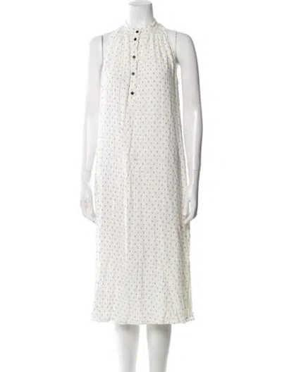 Pre-owned Hatch Polka Dot Print Midi Length Dress In White