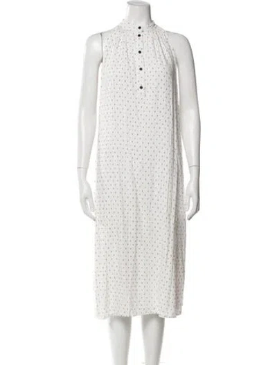 Pre-owned Hatch Polka Dot Print Midi Length Dress In White
