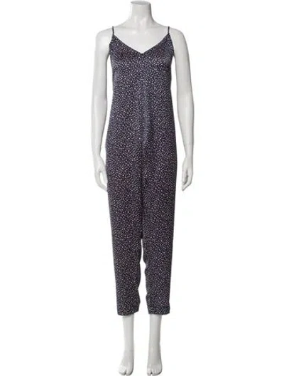 Pre-owned Hatch Polka Dot Print V-neck Jumpsuit In Blue