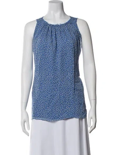 Pre-owned Hatch Printed Crew Neck Top In Blue
