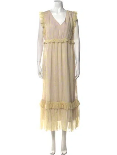 Pre-owned Hatch Printed Knee-length Dress W/ Tags In Yellow