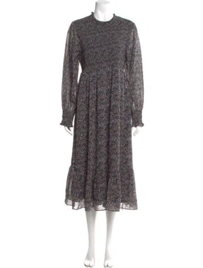 Pre-owned Hatch Printed Long Dress In Black