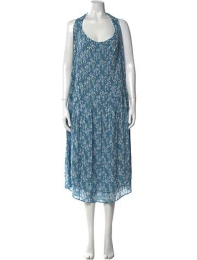 Pre-owned Hatch Printed Long Dress In Blue
