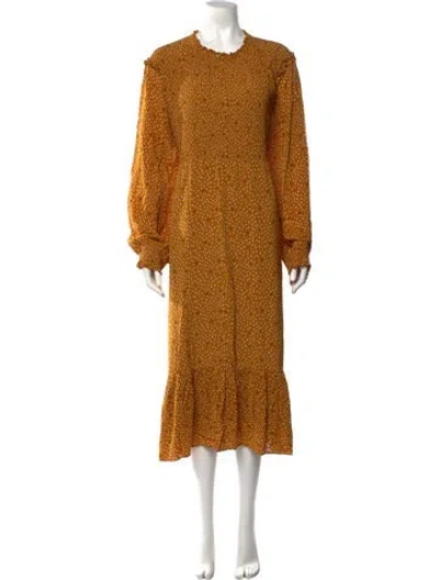 Pre-owned Hatch Printed Long Dress In Orange