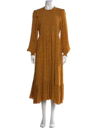 Pre-owned Hatch Printed Long Dress In Yellow