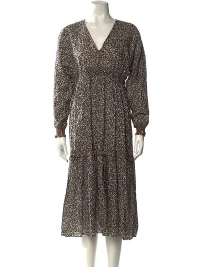 Pre-owned Hatch Printed Midi Length Dress In Black