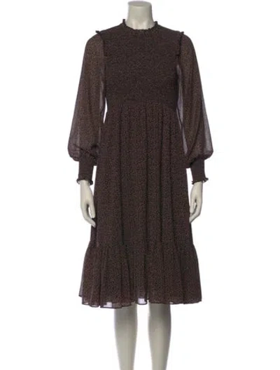 Pre-owned Hatch Printed Midi Length Dress In Black