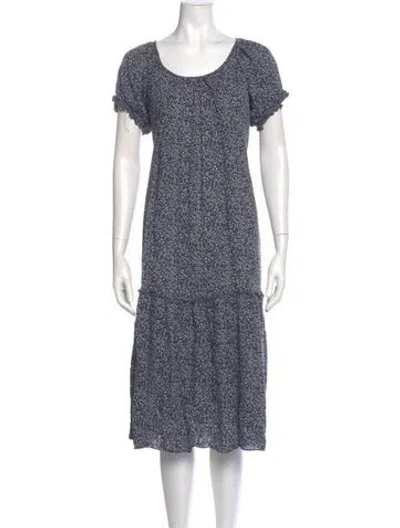 Pre-owned Hatch Printed Midi Length Dress In Blue