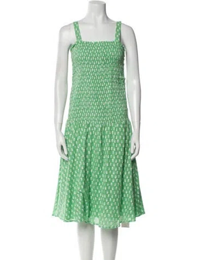 Pre-owned Hatch Printed Midi Length Dress In Green