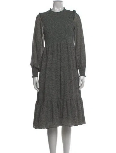 Pre-owned Hatch Printed Midi Length Dress In Green