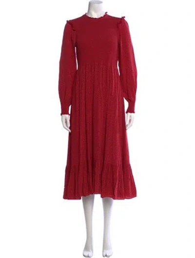 Pre-owned Hatch Printed Midi Length Dress In Red