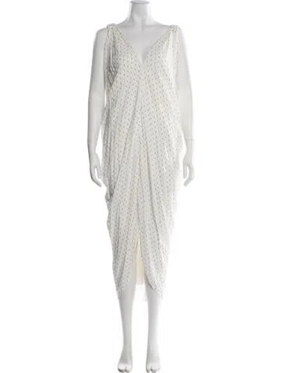 Pre-owned Hatch Printed Midi Length Dress In White