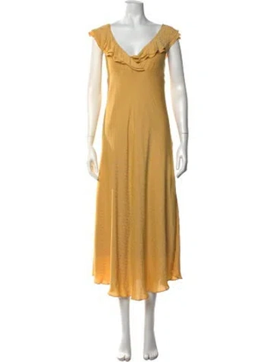 Pre-owned Hatch Printed Midi Length Dress In Yellow