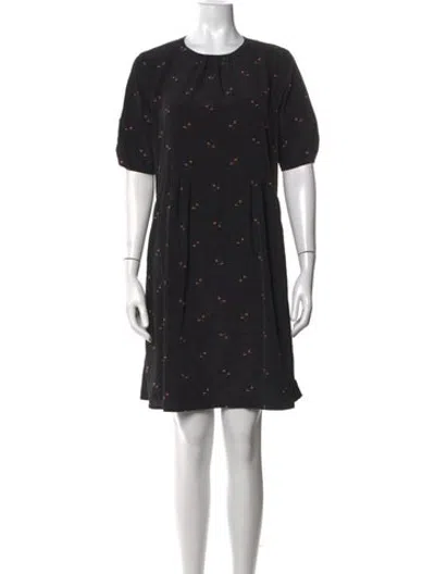 Pre-owned Hatch Printed Mini Dress In Black