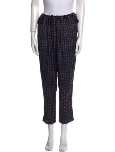 Pre-owned Hatch Printed Straight Leg Pants In Black