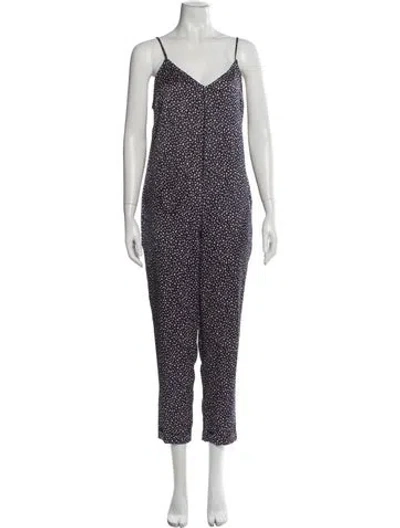 Pre-owned Hatch Printed V-neck Jumpsuit In Blue