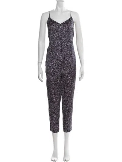 Pre-owned Hatch Printed V-neck Jumpsuit In Blue