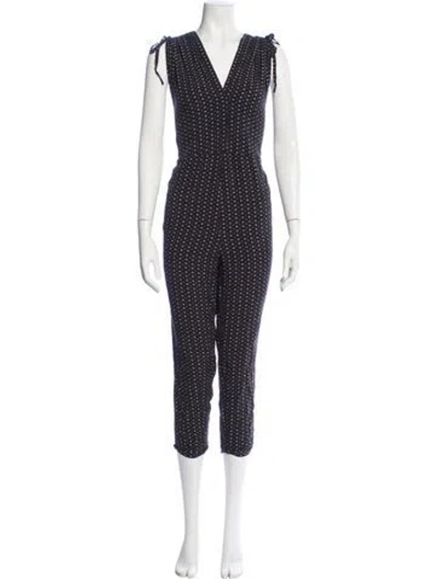 Pre-owned Hatch Printed V-neck Jumpsuit In Multi