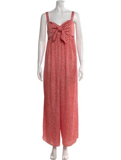 Pre-owned Hatch Printed V-neck Jumpsuit In Red