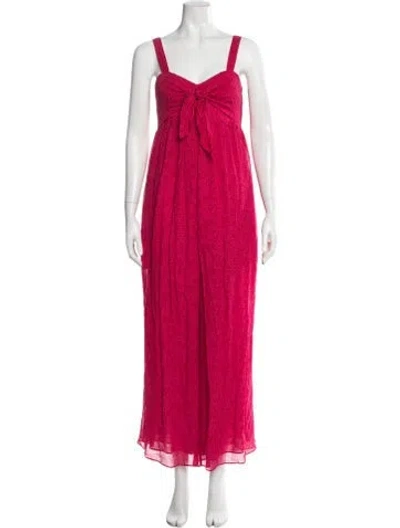 Pre-owned Hatch Printed V-neck Jumpsuit In Red