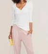 Hatch Rib Nursing Henley Top In Ivory In Multi