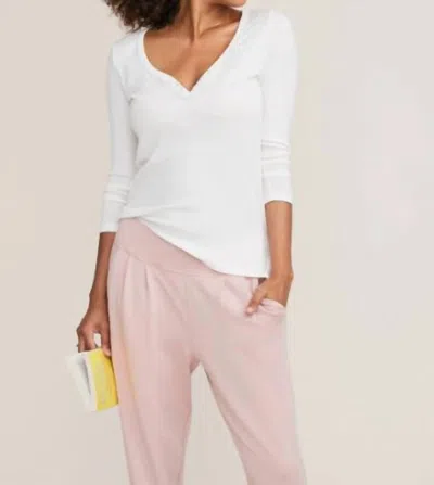 Hatch Rib Nursing Henley Top In Ivory In Multi