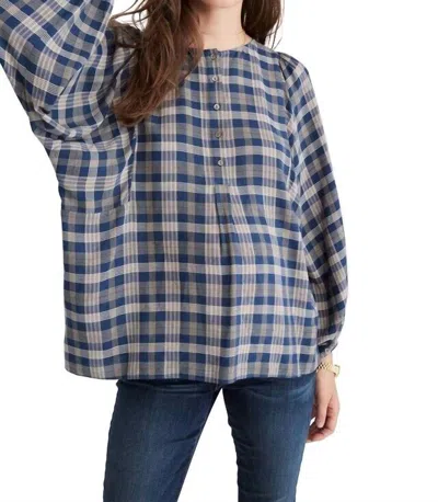 Hatch Rose Plaid Top In Blue In Multi