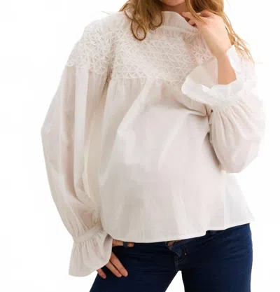 Hatch Scarlett Smocked Top In Ivory In White