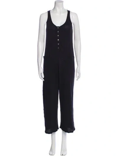 Pre-owned Hatch Scoop Neck Jumpsuit In Blue