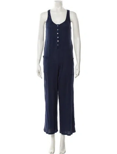 Pre-owned Hatch Scoop Neck Jumpsuit In Blue