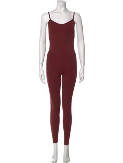 Pre-owned Hatch Scoop Neck Jumpsuit In Burgundy