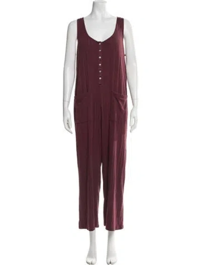 Pre-owned Hatch Scoop Neck Jumpsuit In Burgundy