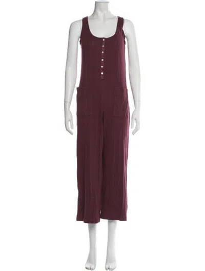 Pre-owned Hatch Scoop Neck Jumpsuit In Burgundy