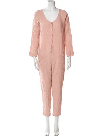 Pre-owned Hatch Scoop Neck Jumpsuit In Pink
