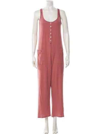Pre-owned Hatch Scoop Neck Jumpsuit In Pink
