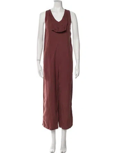 Pre-owned Hatch Scoop Neck Jumpsuit In Red