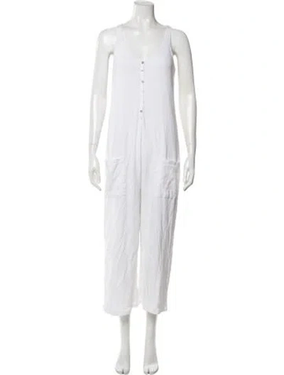Pre-owned Hatch Scoop Neck Jumpsuit In White