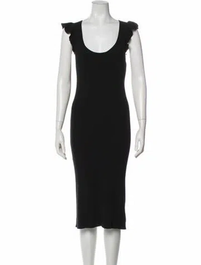 Pre-owned Hatch Scoop Neck Knee-length Dress In Black