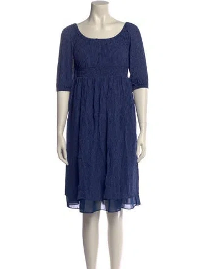 Pre-owned Hatch Scoop Neck Knee-length Dress In Blue