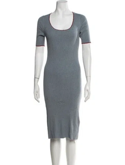 Pre-owned Hatch Scoop Neck Knee-length Dress In Blue/red
