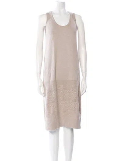 Pre-owned Hatch Scoop Neck Knee-length Dress In Neutral