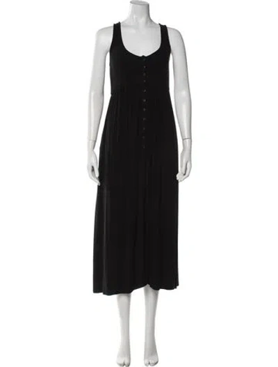 Pre-owned Hatch Scoop Neck Long Dress In Black