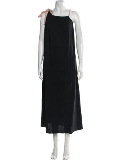Pre-owned Hatch Scoop Neck Long Dress In Black