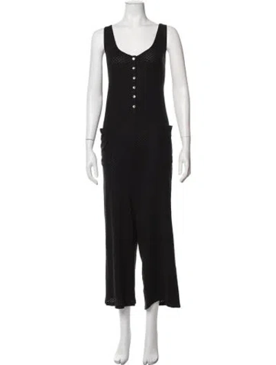 Pre-owned Hatch Scoop Neck Long Dress In Black