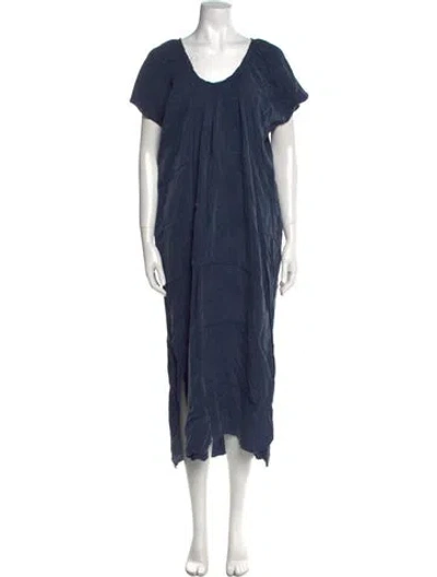 Pre-owned Hatch Scoop Neck Long Dress In Blue
