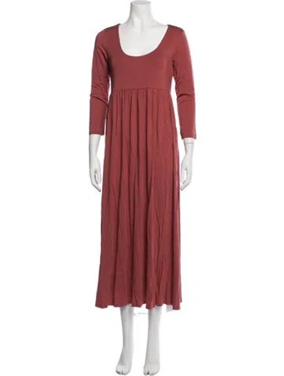 Pre-owned Hatch Scoop Neck Long Dress In Brown