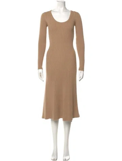 Pre-owned Hatch Scoop Neck Long Dress In Neutral