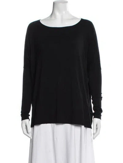 Pre-owned Hatch Scoop Neck Long Sleeve Top In Black