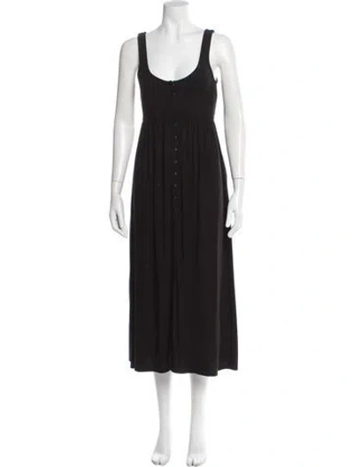 Pre-owned Hatch Scoop Neck Midi Length Dress In Black