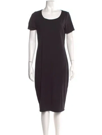 Pre-owned Hatch Scoop Neck Midi Length Dress In Black